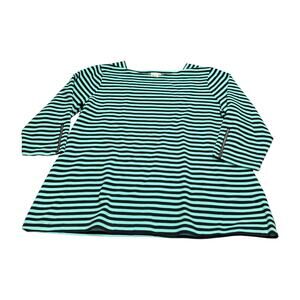 Croft & Barrow Teal Black Stripe Top 1X